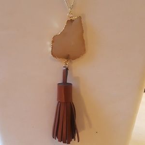 NWT Semiprecious stone Tassel Necklace